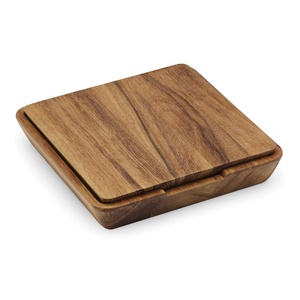 Planche à fromage et ensemble de couteaux en bois d'acacia avec planche à découper rectangulaire, compatible lave-vaisselle, écologique - Product Image 1