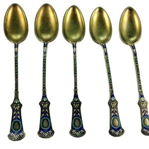 Ensemble de 5 cuillères à couverts en acier inoxydable au design vintage, fini or élégant, parfait pour les collations à la soupe et les restaurants. - Product Image 1