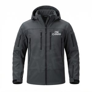 CHARR <b>Men's</b> Winter Soft Shell <b>Jacket</b> <b>Men's</b> Soft <b>Jacket</b> <b>Fleece</b>-<b>lined</b> Thickened Waterproof Outdoor Sportswear - Product Image 1