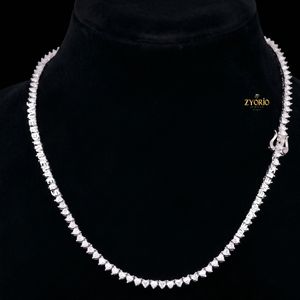 สร้อยคอเทนนิสทรงหัวใจทอง 18K ประดับเพชรหรูหรา สไตล์ฮิปฮอป - Product Image 5