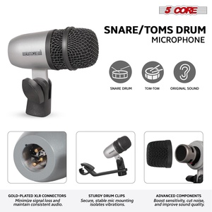 Kit de Micrófonos de Batería de 5 Núcleos, 9 Piezas, Micrófonos de Batería Totalmente Metálicos, Tom/Snare y Platillos, Juego de Micrófonos con Cable para Instrumentos de Percusión - Product Image 3