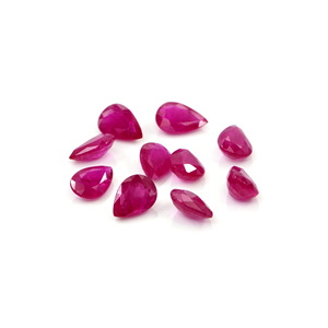 Rubíes naturales sin tratar de Mozambique, calibrados en forma de pera de 4x6 mm, piedras preciosas de rubí facetadas naturales sueltas para la fabricación de joyas, listas para usar. - Product Image 1