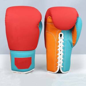 Poignées de main personnalisables avec logo pour l'entraînement de Muay Thai et MMA, gants de boxe professionnels en cuir à lacets, vente en gros d'usine - Product Image 6