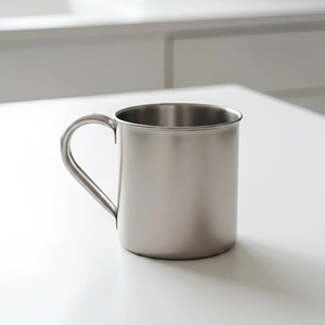 Taza de Acero Inoxidable, Diseño Minimalista, Resistente al Óxido, Taza de Camping con Asa, Vajilla Metálica - Product Image 2