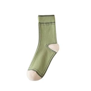 ODM couleur rétro Style équipage chaussettes hommes femmes décontracté tenue de tous les jours coton mi Tube conception chaussette en gros commande en gros - Product Image 5