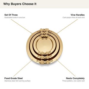Juego de Platos Apilables Sona Gold con Recubrimiento PVD en Oro Champán para Hogar, Hoteles y Bodas - Juego de Vajilla de 40 cm, 3 Piezas - Product Image 5