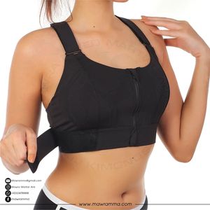 Soutien-gorge de sport Mawra noir à fermeture éclair avant, maintien élevé, sans coutures, col carré, pour l'entraînement et le yoga, vêtements de sport pour femmes - Product Image 6