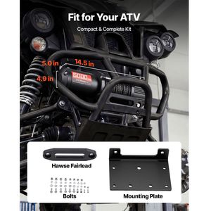 Verricello Elettrico 12V DC con Cavo Sintetico da 0,24 x 49,2 ft, Capacità di Carico 6000 Lbs, per ATV/UTV, Controllo Remoto Wireless e Cablato, Impermeabile IP55 - Product Image 5