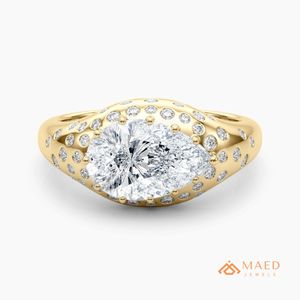 Moissanite <b>Dome</b> <b>Ring</b> for Women Gold Tone Engagement Wedding Anniversary Jewelry Elegant Daily Wear Fashion Style - Product Image 1