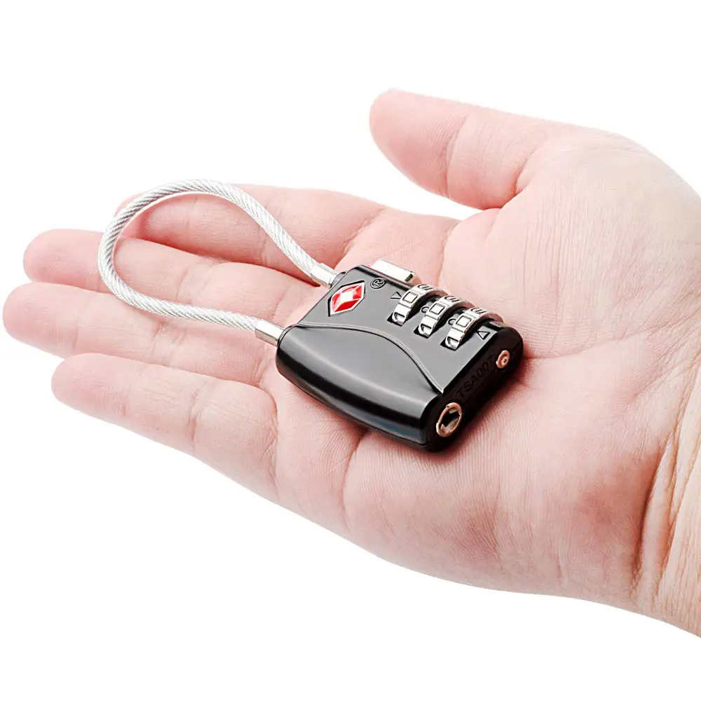 TSA gembok kombinasi 3 Digit kabel kunci kawat, gembok TSA bagasi perjalanan TSA untuk koper ritsleting