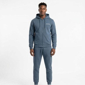 Hawk Eye Sports <b>Men's</b> Slim Fabric Fleece 300g Winter <b>Pullover</b> Hoodie Full-Length Button-Up Tracksuit Set Breathable - Product Image 1