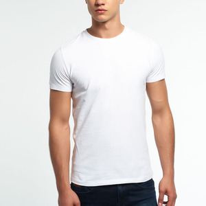 Camiseta de Manga Corta para Hombre, Cuello Redondo, Ajustada, de Algodón Blanco, Estilo Casual, Tejido Jersey - Product Image 3