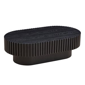 43.70 Inch Modern Handcrafted <b>Oval</b> Drum <b>Coffee</b> <b>Table</b> with Sturdy Pedestal Small Wooden <b>Coffee</b> <b>Table</b> for Living Room - Product Image 1