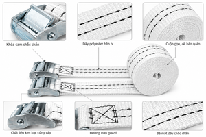 Sangle d'arrimage robuste en polyester avec boucle à came 38 mm, capacité 450 kg, pour le maintien des charges de camion, fabricant OEM ODM - Product Image 3