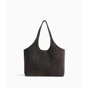Minimalist Genuine Leather Tote Bag <b>Shoulder</b> <b>Strap</b> Zipper Waterproof Open Top Durable Women's Casual Handbag Daily Use - Product Image 3