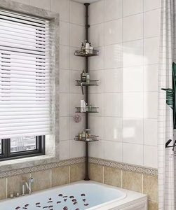 OEM/ODM Vietnam 4-Tier Telescopic <b>Corner</b> Shower Rack – Height Adjustable Metal Bathroom Storage <b>Shelf</b> Organizer - Product Image 3