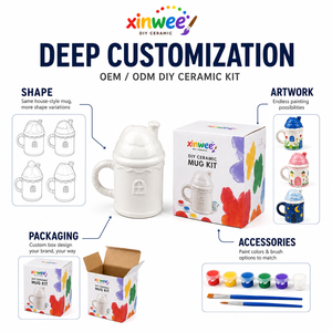Kit de tasses en céramique DIY viral incontournable pour enfants et adultes, style esthétique, ensemble d'activités créatives, cadeau d'anniversaire, prêt pour FBA, sans plomb - Product Image 4