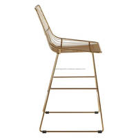 Siège tabouret avec cadre en fil d'araignée Rose or, en forme de filet métallique, finition dorée, simple, attrayant, confortable, demi tourbillon