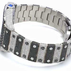Reloj de Cuarzo de Lujo para Hombre y Mujer, con Moissanita, Caja Cuadrada Plateada de 39 mm, Movimiento Analógico ETA, Día/ Fecha, Cristal de Zafiro, Cierre Plegable - Product Image 4