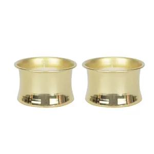 Pot à bougie en métal de qualité supérieure avec décor doré lisse, élégant, diamètre 10 cm, hauteur 6 cm, lot de 2 - Product Image 5