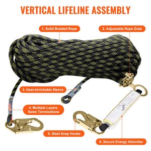 Corda da Arrampicata per Esterni da 45 Metri, Tensione di Rottura 30KN # Sicurezza # # Statico # # Roccia # # Arrampicata # # Moschettoni in Acciaio - Product Image 6
