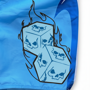 Short de bain décontracté pour homme, à séchage rapide, avec cordon de serrage, imprimé crâne bleu - Product Image 4