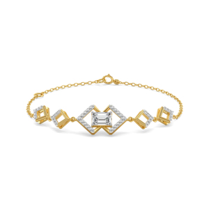 Bracelet Géométrique Diamanté en Or 18K Plaqué Or, Maillons de Chaîne, Luxe, pour Femme, Usage Quotidien, Coupe Émeraude - Product Image 2