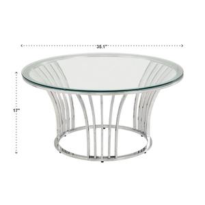 Modern Round Silver Metal <b>Legs</b> Eco-Friendly Living Room <b>Coffee</b> <b>Table</b> with Glass Top Living Room Furniture Decorative - Product Image 5