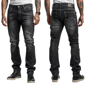 Pantalones Vaqueros Negros Lavados para Hombre, Diseño Moderno, con Construcción de Algodón Grueso de Primera Calidad y Detalles Desgastados - Product Image 2