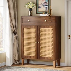 Premium Wood and Rattan <b>Cabinet</b> with Drawer Elegant Design Durable Storage Unit Perfect for Living Room and Bedroom Decor - Product Image 1