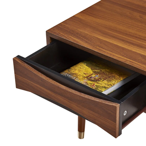 Vente en gros de table basse en bois au design moderne du milieu du siècle finition noyer embouts de pieds en laiton meubles de salon élégants - Product Image 5