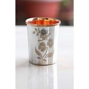 Gobelet à boire en cuivre finition argentée, gravé de motifs floraux, tasse à eau en métal décorative, vaisselle traditionnelle pour la maison, la salle à manger et les cadeaux - Product Image 6