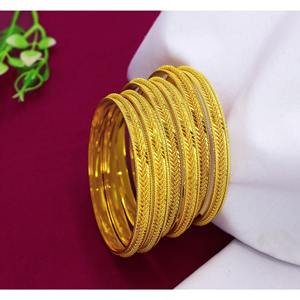 Designer <b>Gold</b> Plated 4pc Trendy Pure Brass Antique <b>Bangles</b> <b>Set</b> Dubai Jewellery for Women With Best Price Wristband - Product Image 3