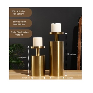 Round Metal Candle Stand Pillar and <b>Tealight</b> <b>Holder</b> for Table Centrepiece Home Decor Gift Available In Bulk Quantity - Product Image 2