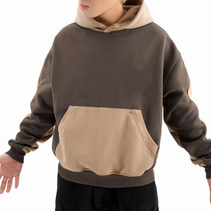 Sweat-shirt à capuche oversize pour homme, color block, en polaire, patchwork, décontracté, automne, coupe classique, manches longues, tricoté - Product Image 3