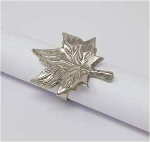 Anneaux de serviette en métal émaillé écologiques au design moderne, motif feuille, pour décoration de table automne/hiver, Thanksgiving, mariage, hôtel, OEM - Product Image 3