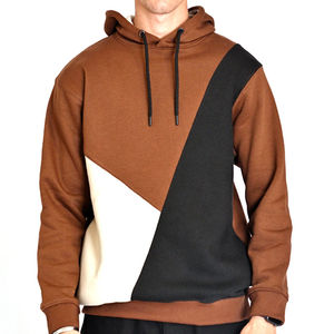 Sudadera con Capucha para Hombre, Diseño Color Block, Corte Regular, Tejida, Informal, para Otoño, con Diseño de Parches - Product Image 1
