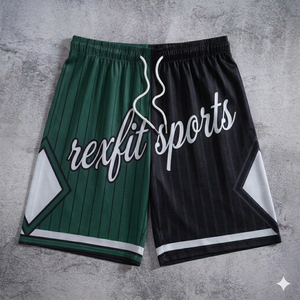 กางเกงบาสเก็ตบอลชายแบบสั่งทำพิเศษ สีม่วงดำ ดีไซน์ REXFIT SPORTS กางเกงกีฬาตาข่าย ผลิตแบบ OEM - Product Image 4