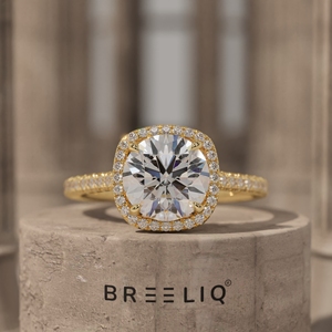 2CT Round Halo Diamond Engagement Ring 14K Yellow Gold Pave Band <b>Bridal</b> Ring Lab Grown Diamond OEM Supplier - Product Image 1