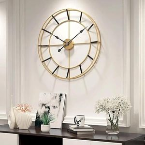 Modern Gold Plated Round Wall <b>Clock</b> Analog Quartz Silent Design for Living Room Decor - Product Image 1