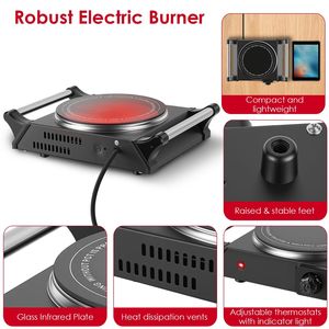 1000W Electric Single Burner Portable RV Hotplate Countertop Hot Stove with 5 Temperature Stepless Adjustments for <b>Camping</b> - Product Image 6