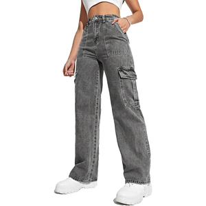 Pantalones Cargo Rectos de Cintura Alta Transpirables para Mujer 2026, de Algodón 100% Lona, Elásticos, Rotos, Sexys, de Moda Casual - Product Image 3