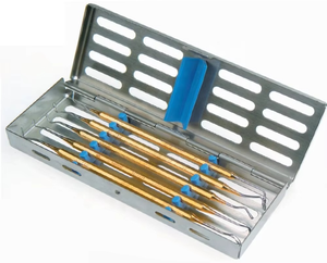 Ensemble d'instruments chirurgicaux dentaires en acier inoxydable, kit d'outils manuels couleur argent, certifié CE, poignée moletée, classe I - Product Image 6