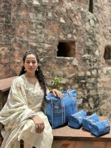 Blue Vintage Bohemian Cotton Tote <b>Bag</b> with Paisley Pattern <b>Patchwork</b> Zipper Top for Beach & Shopping All Seasons - Product Image 4