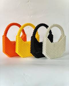 Handmade Beaded Storage Bag Orange Yellow Plastic Candy <b>Box</b> Accessories 203x133x68mm Travel Use - Product Image 4