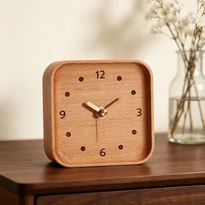 Reloj de Mesa para Oficina en Casa o Dormitorio, Decoración de Madera con Acabado Natural, Diseño Moderno, Movimiento Electrónico, Función de Snooze, Táctil - Product Image 6
