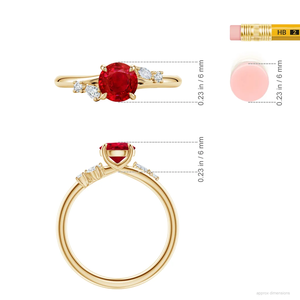 14K Gold Round Cut 1 Ctw Red Ruby Engagement Ring with Multi-Shape Diamond Accents <b>Top</b> Quality Handmade Custom Wedding Ring - Product Image 2