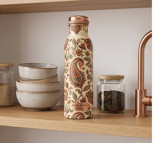 Trendy Paisley Printed <b>Copper</b> Water <b>Bottle</b> Eco Friendly Modern Minimalist Design For Daily Hydration Yoga Gym Travel School Gift - Product Image 1