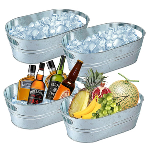 Bañera para Bebidas de Acero Galvanizado Blanco de la Más Alta Calidad con Soporte, Enfriador de Bebidas para Fiestas, Cubitera y Bañeras para Vino para Bodas y Eventos - Product Image 4