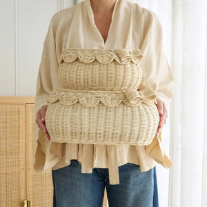 Eco Friendly Rattan <b>Storage</b> <b>Basket</b> with Lid Handwoven <b>Wicker</b> Organizer Box for Home Decor Wholesale Manufacturer OEM - Product Image 4
